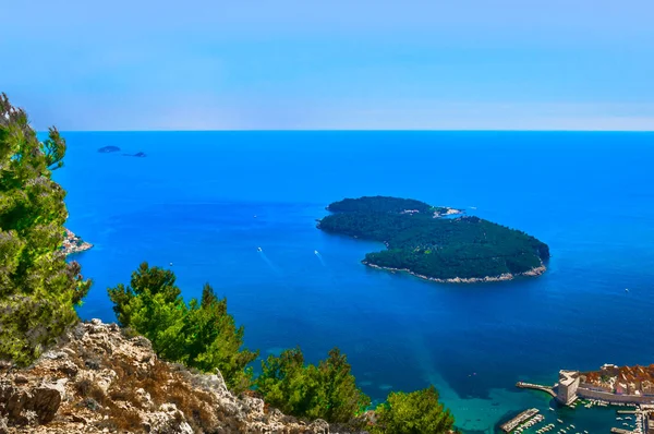 Dubrovnik Küste Aussichtspunkt Landschaft Luftaufnahme Einer Atemberaubenden Landschaft Südkroatien Insel Stockbild