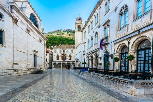 Oude Stad Van Dubrovnik Riviera Schilderachtig Uitzicht Beroemde Oude Straat — Stockfoto