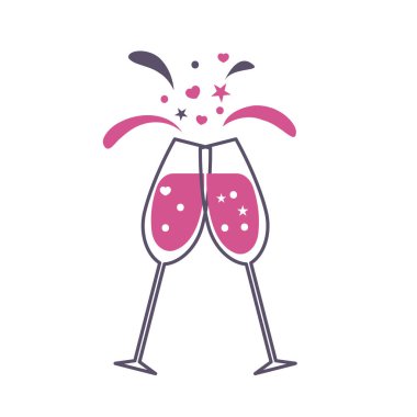 Simge iki bardak şampanya. Vektör çizim