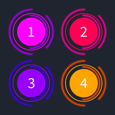Neon daireler, arabirim öğesi kümesini yükler. Vektör çizim