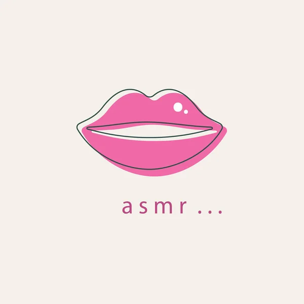Icona Asmr Logo Vlogs Sussurro Labbra Rosa Blog Asmr Illustrazione — Vettoriale Stock