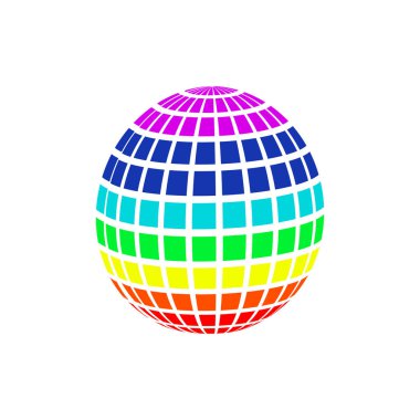 Rainbow küre, planet, Lgbt gece kulübü logosu, renk küre simgesi. Vektör çizim