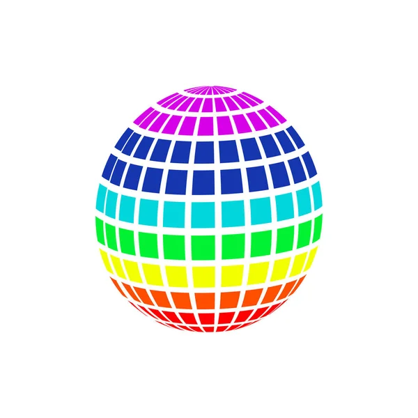 彩虹地球仪 Lgbt 夜总会徽标 彩色球体图标 矢量插图 — 图库矢量图片