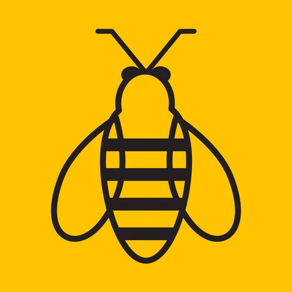 Icon Bee Yellow Background Honeybee Vector Illustration — Stock Vector