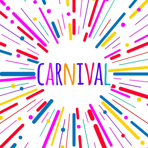 Φέιγ Βολάν Καρναβάλι Κάρτα Διακοπών Πανό Ακτίνες Έκρηξη Δοκάρια Χρώματος — Διανυσματικό Αρχείο