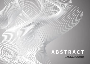 Gri arka plan, ince çizgiler, girdap, soyut geometrik desen ile banner. Vektör çizim