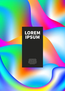 Holografik afiş, gökkuşağı folyo, dinamik renkli şekiller, renk soyut hipster arka plan. Vektör çizim