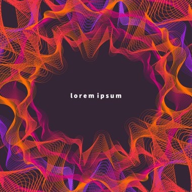 Afiş, el ilanı elektronik müzik, fütüristik afiş dalga, renk dalgalı arka plan ile. -vektör çizim