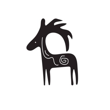 Doodle geyik, eski geyik, nordic yazdırma Ren geyiği. Vektör çizim