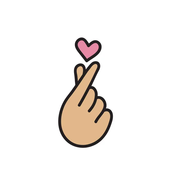 Corazón Coreano Símbolo Del Amor Dedos Hacen Corazón Pequeño Icono — Vector de stock