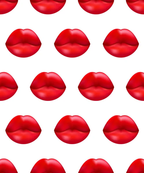 Seamless Pattern Beautiful Lips Banner Kiss Wrapping Paper Valentines Day — Stock Vector