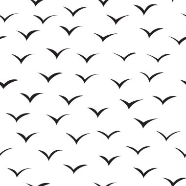 Dikişsiz desen kuşlar, kağıt kağıdınız kuş, Uçan Martı baskı, siyah ve beyaz arka plan kumaşlar için vektör