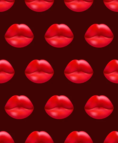 Seamless Pattern Beautiful Lips Banner Kiss Wrapping Paper Valentines Day — Stock Vector