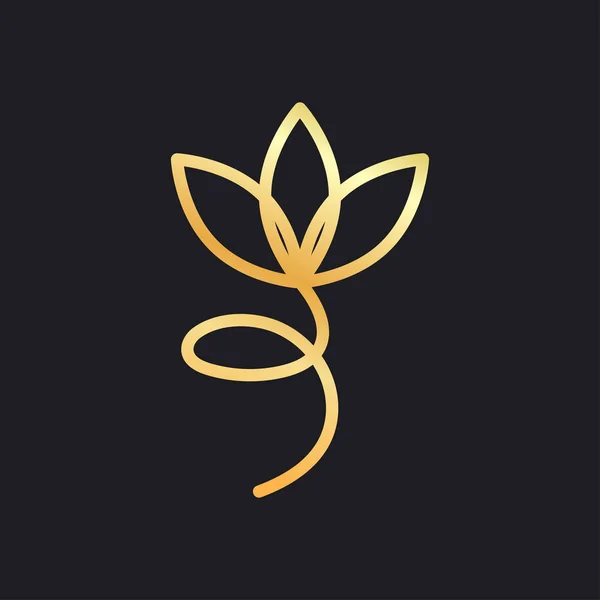 Astratto fiore linea d'oro — Vettoriale Stock