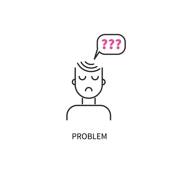 Problème Icône Personne Anxieuse Situation Difficile Ligne Vectorielle Avec Bulle — Image vectorielle