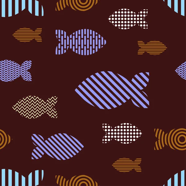 Seamless Mönster Dekorativa Abstrakt Fisk Fisk Vektorbakgrund Marint Liv Geometriska — Stock vektor