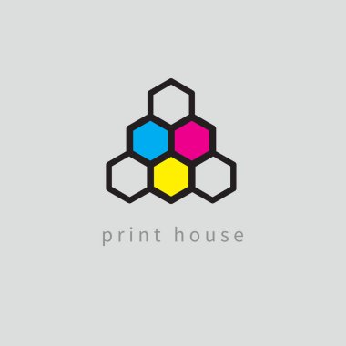 baskı, logo baskı, cmyk ve rgb renk modeli, rengi petek, vektör simge yazdırma ev simgesini