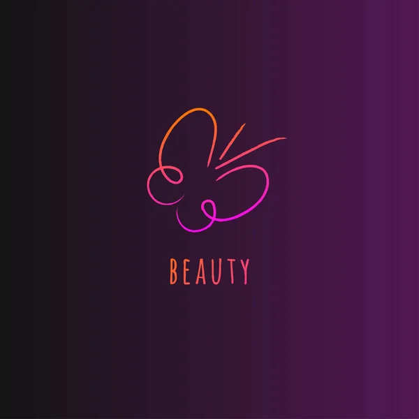 Doodle Butterfly Hand Drawn Butterfly Icon Beauty Salon Logo Vector — Stock Vector