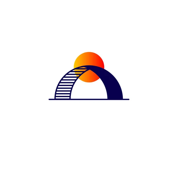 Ikonu Bridge Abstraktní Most Slunce Vektorové Logo — Stockový vektor
