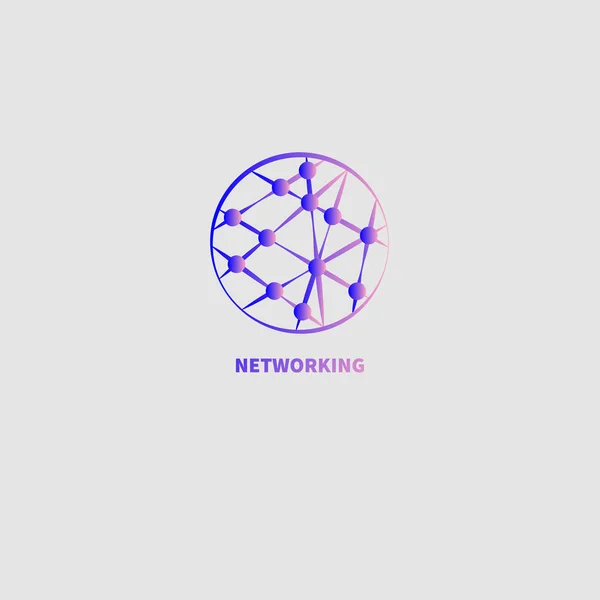 ネットワー キング グラデーション カラーのサークル ドット ベクトル ネットワーク アイコン ライン — ストックベクタ
