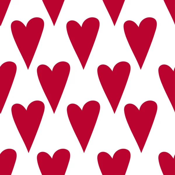 Banner Rood Hand Getekende Harten Hart Print Naadloze Valentijnsdag Patroon — Stockvector