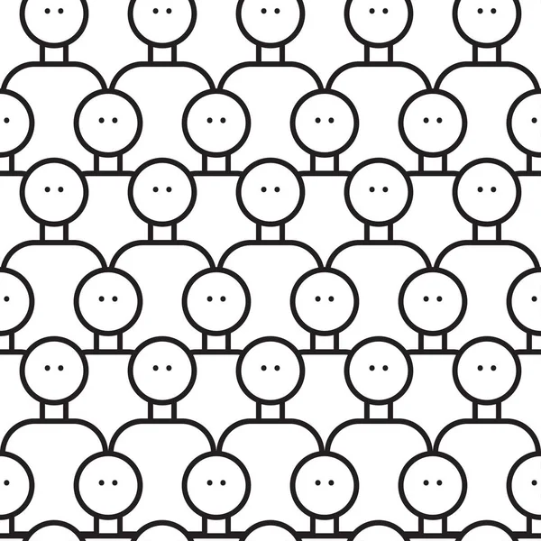 Crowd People Seamless Pattern Abstract Line People Vector Faces Background — Stock Vector