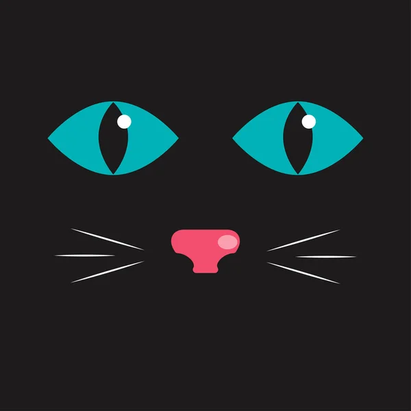 Svart Katt Kort Katt Ansikte Svart Katt Dag Banner Vektorillustration — Stock vektor