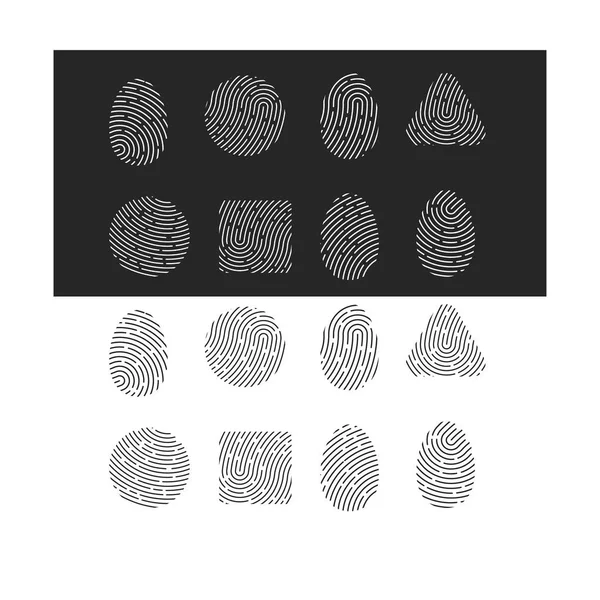 Satz Von Symbolen Schwarze Abdrücke Fingerabdrücke Vektorillustration — Stockvektor