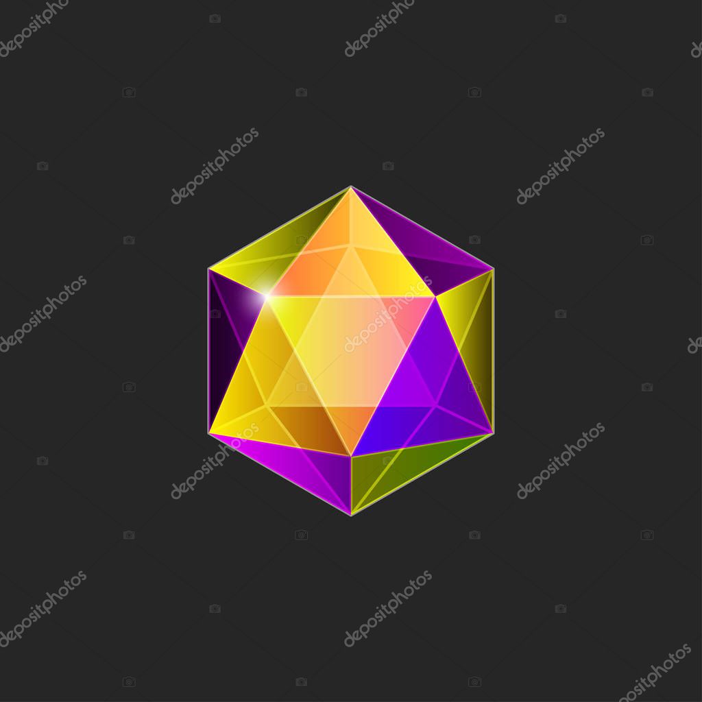 Icon of gem, shining crystal, faceted stone. ESP10 vector illustration
