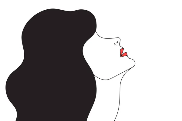 Largo Hermoso Cuello Femenino Mujer Con Cuello Liso Hermosa Cabeza — Vector de stock