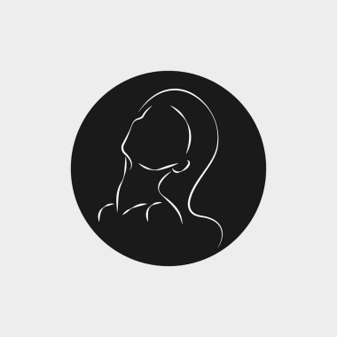 Güzel anahat kadının baş, simge güzellik salonları, güzellik ürünü, öğe logosu, güzel kız portresi soyut çizgi. Vektör çizim, doğrusal tasarım 