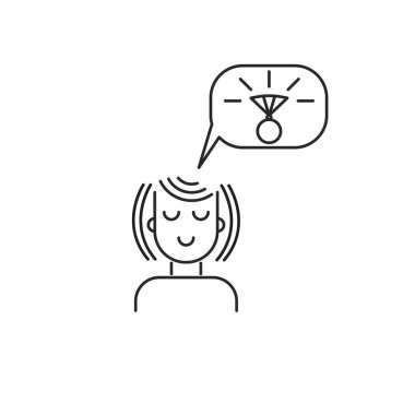 Kız hediye, elmas yüzük hayalleri. Vektör satırı simgesi