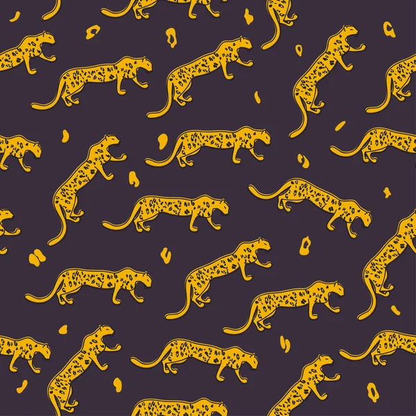 Seamless Mönster Kör Leopard Gepard Mode Print Leopard Inslagning Papper — Stock vektor