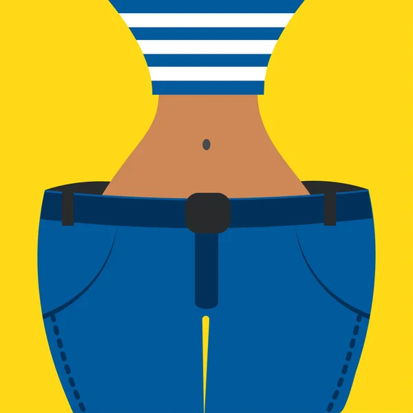 Fille mince en jeans oversize — Image vectorielle