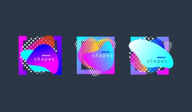 Renk öğeleri kümesi, degrade sıvı tasarlamak şekil afiş için. Sıvı trendy geometrik çerçeve. Vektör kartvizit, posterler, el ilanları için modern tasarım