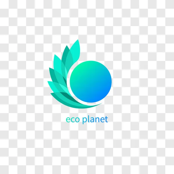 Logo Eco Planet Environmental Protection Green Earth Globe Branch Leaves — Stock Vector