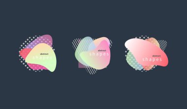 Renk öğeleri kümesi, degrade sıvı tasarlamak şekil afiş için. Sıvı trendy geometrik çerçeve. Vektör kartvizit, posterler, el ilanları için modern tasarım