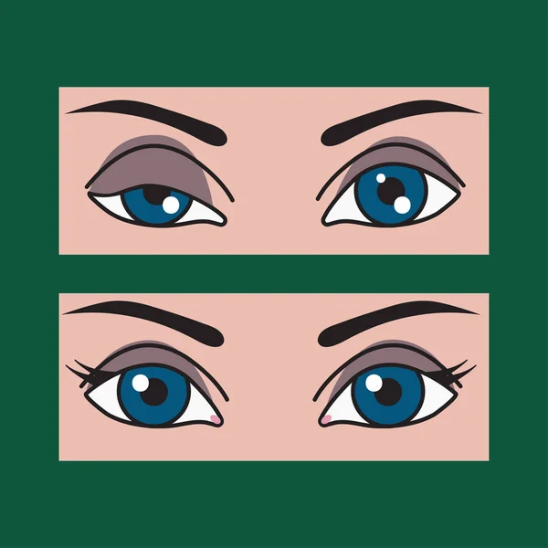 Ptosis, asymmetry of eyes — Stock Vector