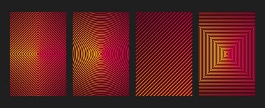 Soyut afiş ve dikey minimal degrade renk kapak tasarım kümesi, geometrik çizgi posterler, minimalist el ilanları, tasarım şablonları topluluğu. Vektör çizim