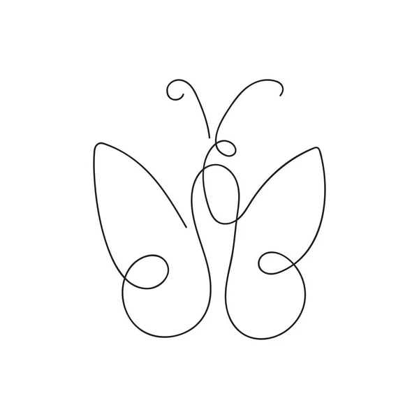 Butterfly sketch, één lijn — Stockvector