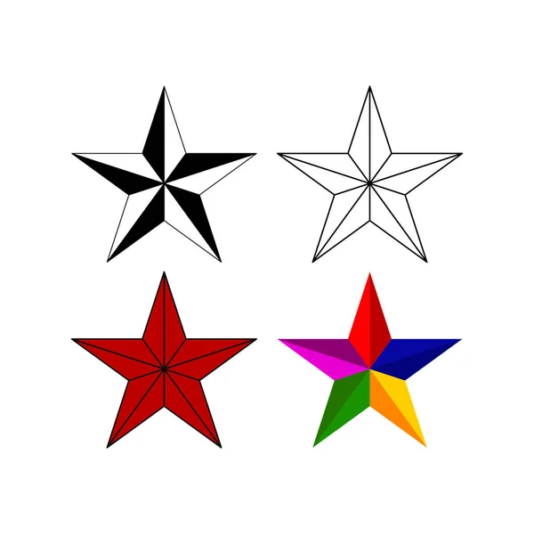 Beş köşeli klasik yıldız seti — Stok Vektör