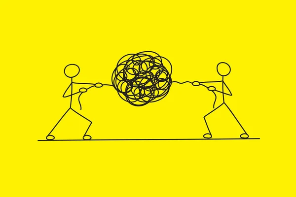 Doodle hommes abstraits résoudre problème d'affaires — Image vectorielle