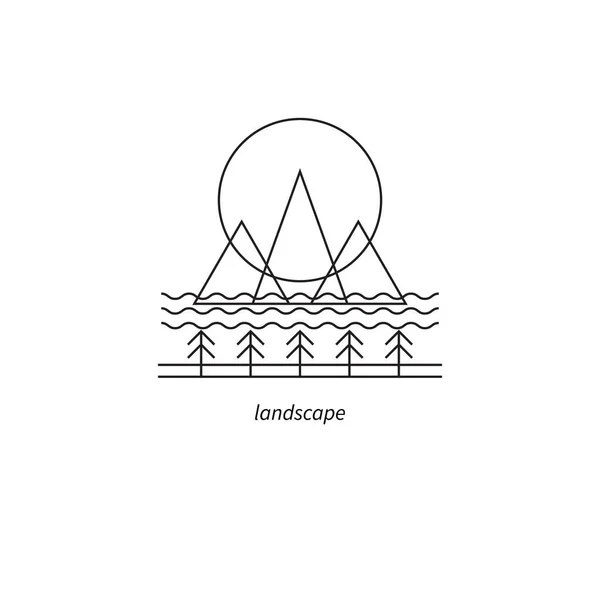 Paisaje salvaje mínimo en blanco y negro — Vector de stock