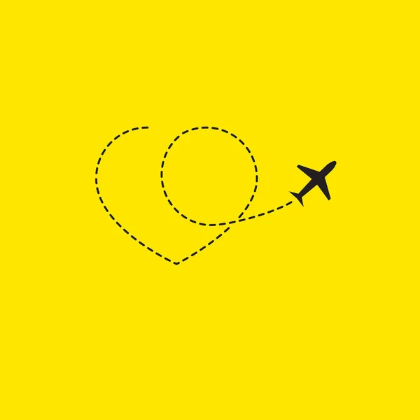 Avion avec boucle en forme de coeur — Image vectorielle
