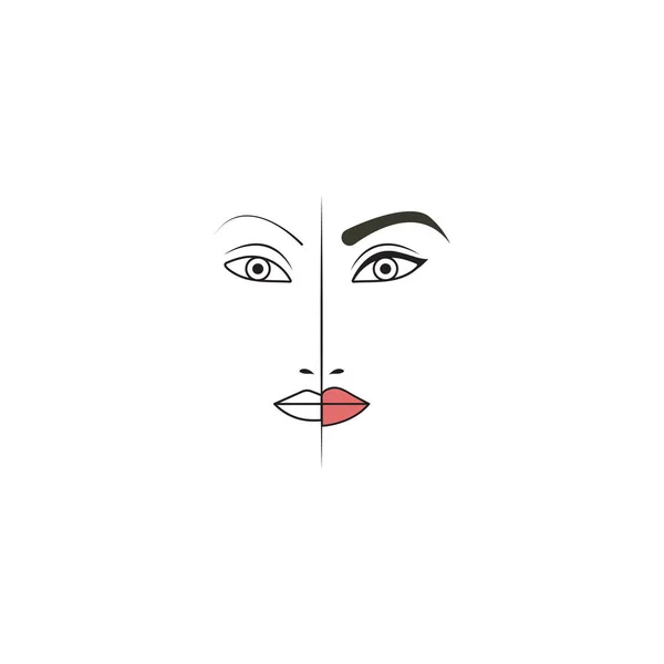 Tatuaje de cejas, ojos y labios — Vector de stock