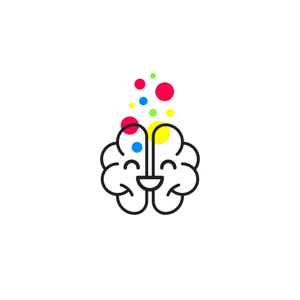 Улыбающаяся икона счастливого мозга — стоковый вектор