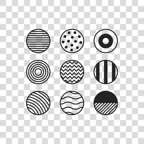 Conjunto de círculos con texturas geométricas — Vector de stock