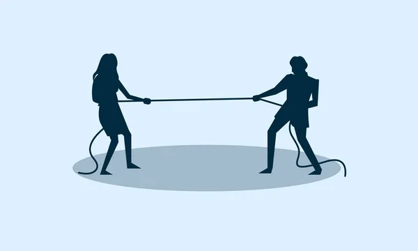 Muž a žena tahání za provaz kreslíř — Stockový vektor