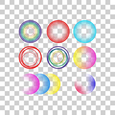 Yuvarlak grafik tasarım öğeleri kümesi