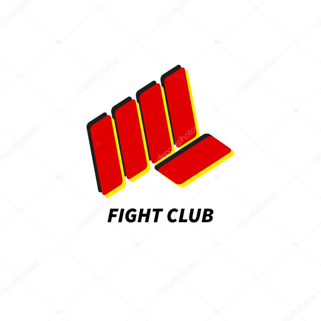 Fight club icon, red first isolated on white background, karate icon, kick boxing logo. Vector concept